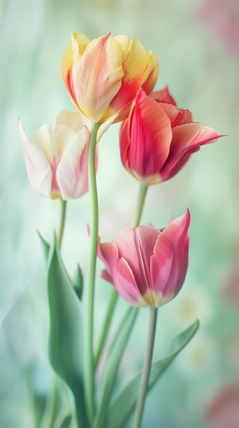 Bouquet of red and yellow Tulips flower wallpaper for iPhone.