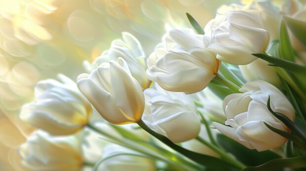 Bouquet of white Tulip HD wallpaper for desktop.