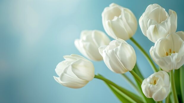 Bouquet of white Tulip pastel wallpaper for desktop.
