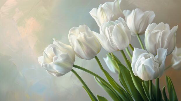 Bouquet of white Tulip pastel wallpaper for desktop HD.