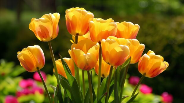 Bouquet of yellow tulip wallpaper HD for desktop.