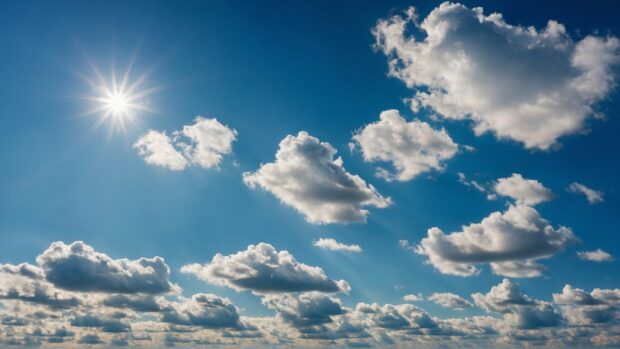 Clear blue sky and sun light in the summer wallpaper.