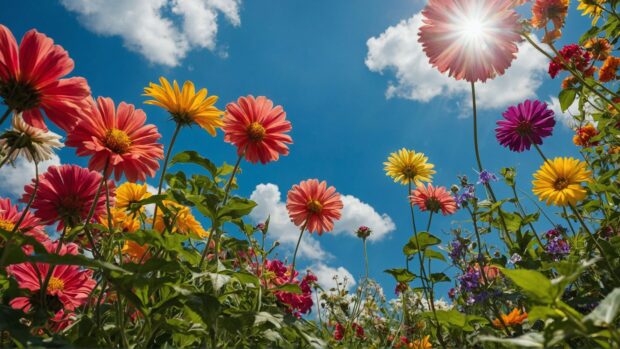 Color 4K Summer Background vibrant garden with colorful Flowers.
