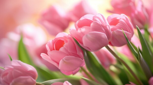 Cool Bouquet of pink Tulip pastel wallpaper for desktop.
