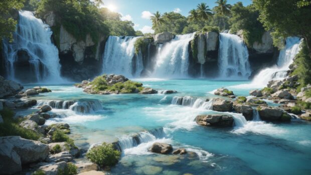 Cool Summer wallpaper collection featuring waterfall.