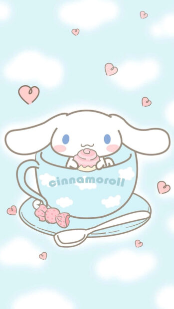 Cute Cinnamoroll Wallpaper with Coffee.