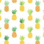 Cute Summer Desktop Wallpapers HD with Pineapple pattern, yellow and green color scheme, white background.