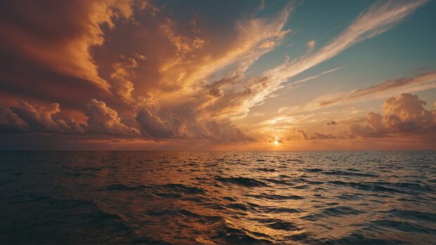Dreamy summer sky wallpaper with hues of peach and gold melting into a tranquil horizon.