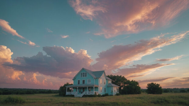Dreamy summer sky wallpaper with pastel hues and a gentle breeze.