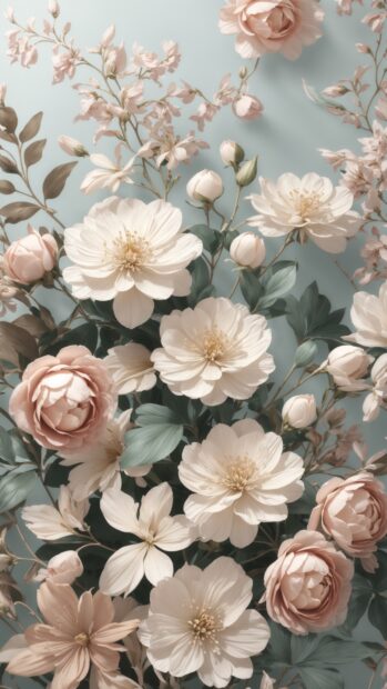 Elegant summer wallpaper with delicate floral.