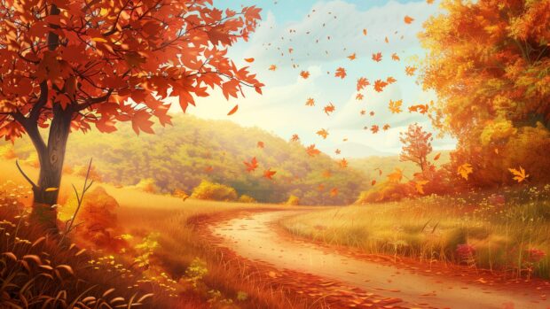 Fall landscape foliage background.