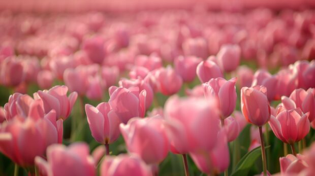Field of pink Tulip flower wallpaper for desktop.