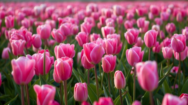 Field of pink Tulip wallpaper for desktop.