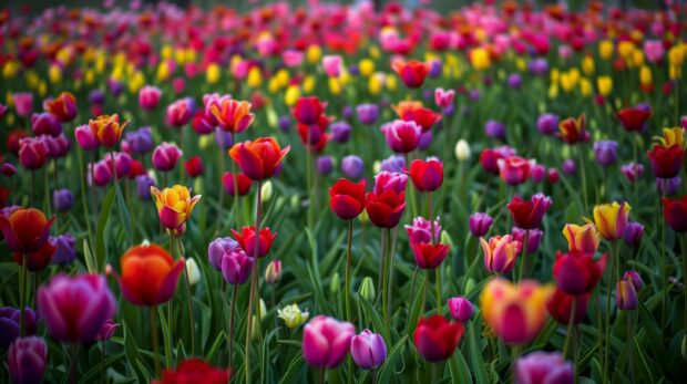 Field of purple tulip flower wallpaper HD for desktop.