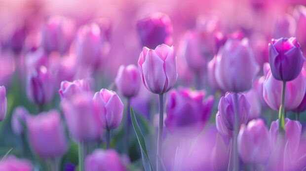 Field of purple tulip wallpaper HD.
