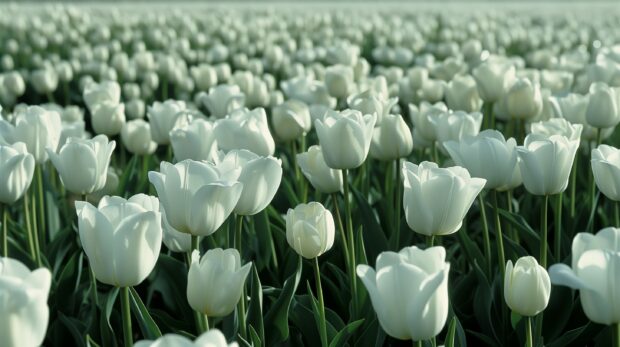 Field of white tulip flower wallpaper HD for desktop.