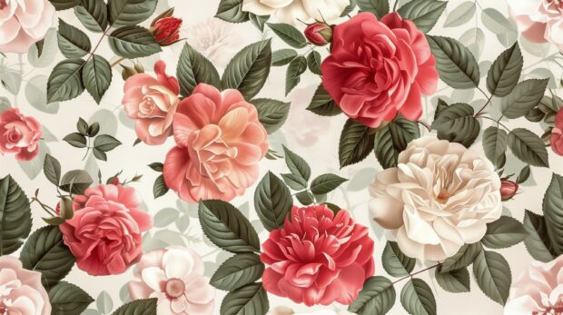 Free Aesthetic vintage floral pattern wallpaper.
