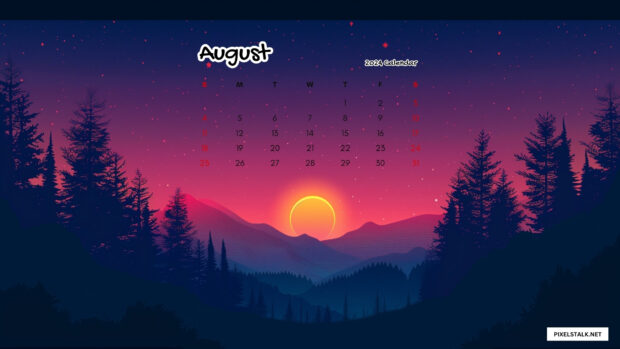 Free Download August 2024 Calendar Wallpaper HD for PC.