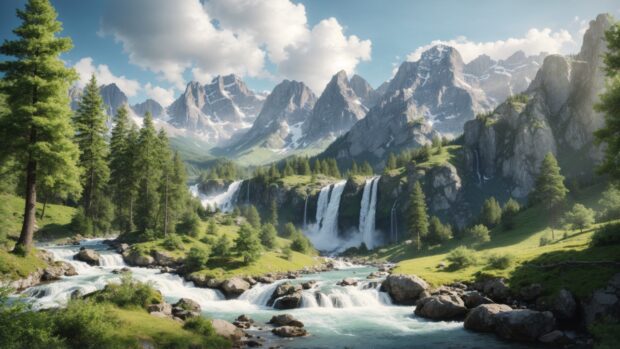 Free Summer wallpaper HD with landscapes of mountain.