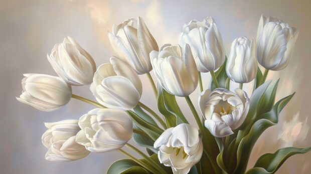 Free download Bouquet of white Tulip HD wallpaper for desktop.
