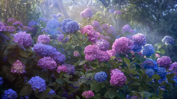 Hydrangea Garden Wallpaper HD.