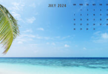 July 2024 Calendar Wallpaper for Desktop.