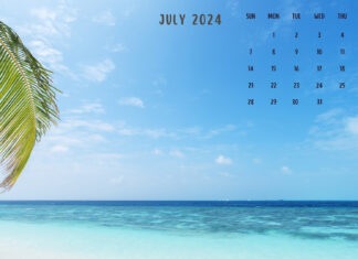 July 2024 Calendar Wallpaper for Desktop.