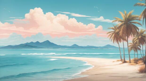 Minimalist summer wallpaper desktop background.