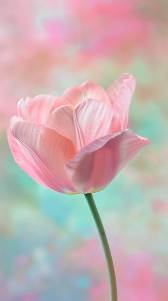 Pink tulip with pastel background desktop.