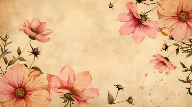 Retro Vintage floral wallpaper free download.