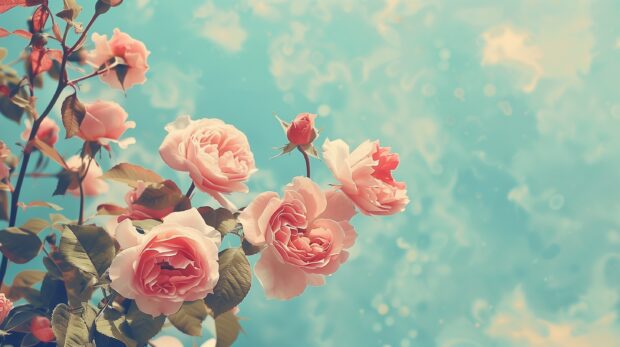 Rose Aesthetic vintage floral wallpaper.