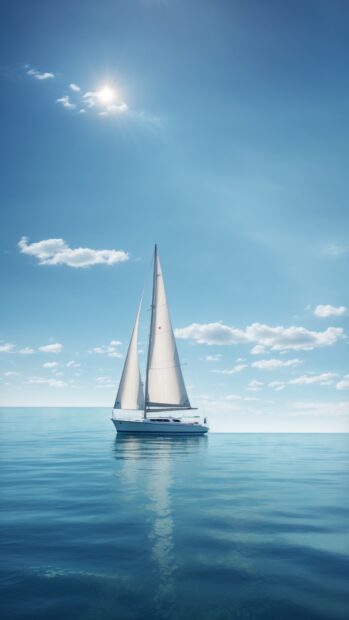 Serene summer wallpaper with a lone sailboat.