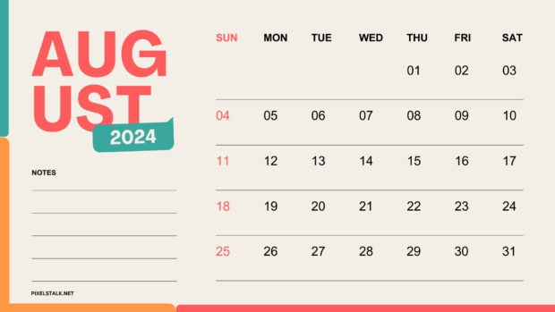 Simple August 2024 Calendar Background (1).