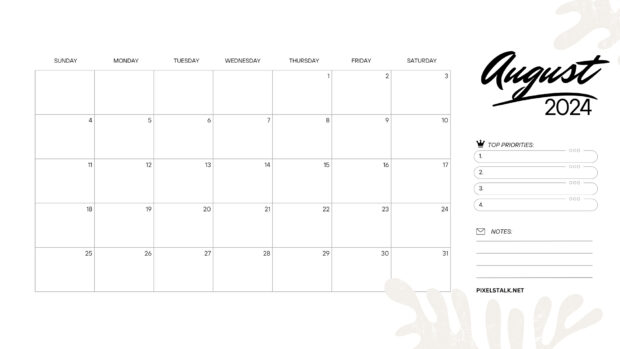 Simple August 2024 Calendar Background (2).