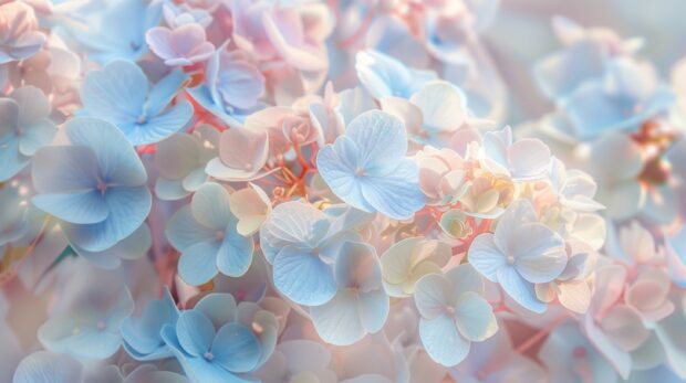 Soft Pastel Hydrangea Flowers Wallpaper HD.