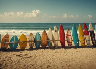 Summer HD Wallpaeper A retro beach scene with vintage surfboards.