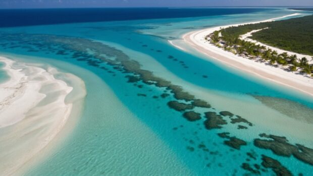 Summer beach wallpaper with powdery white sands.