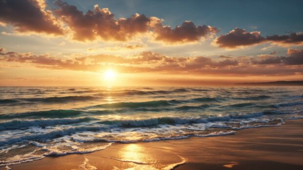Summer HD Desktop wallpaper with sunrises over the beach.