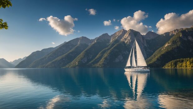 Summer HD wallpaper with a yacht scene on desktop PC.