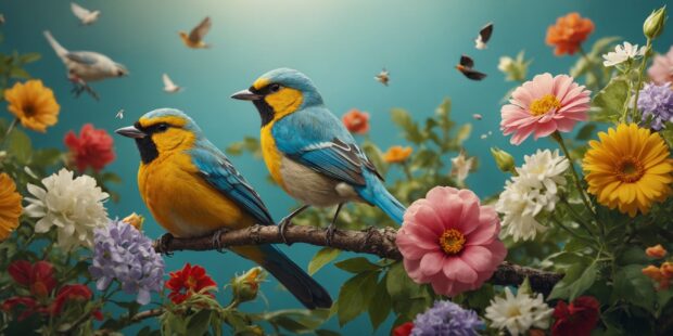Summer wallpaper with flowers and singing Desktop.