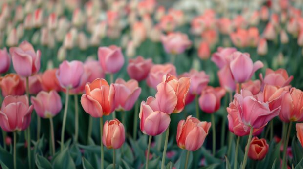 Tulip flower field wallpaper.