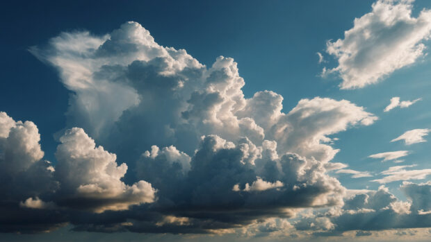 Whimsical summer sky wallpaper with playful cloud shapes and a touch of whimsy.