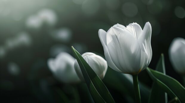White Tulip wallpaper 4K desktop free download.