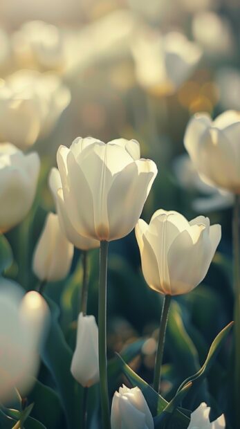 White Tulip wallpaper for iPhone blur background.