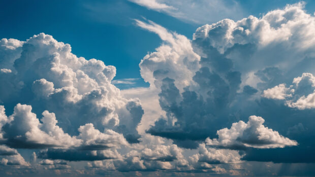 White clouds and blue sky in the summe.