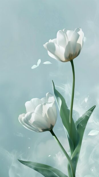 White tulip wallpaper for mobile background.