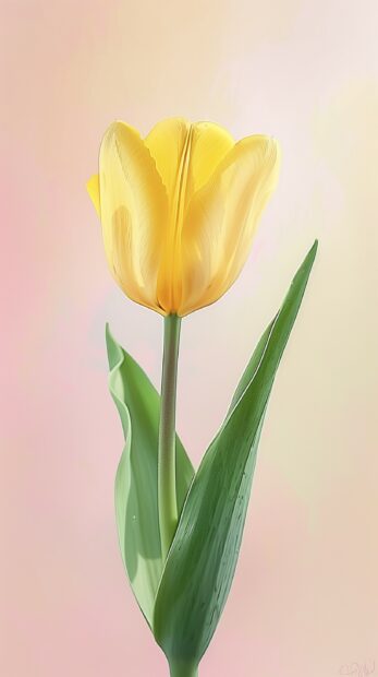 Yellow tulip photography with pastel wallpaper for iPhone background.