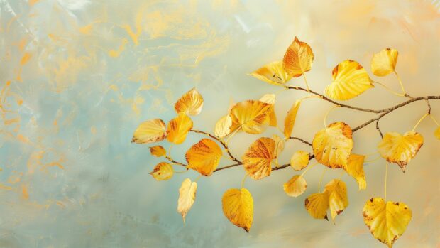 Yellow Fall foliage pastel background.