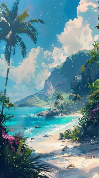 summer iphone wallpaper, 4k HD, concept art, artstation, hyper detailed, trending on artstation.